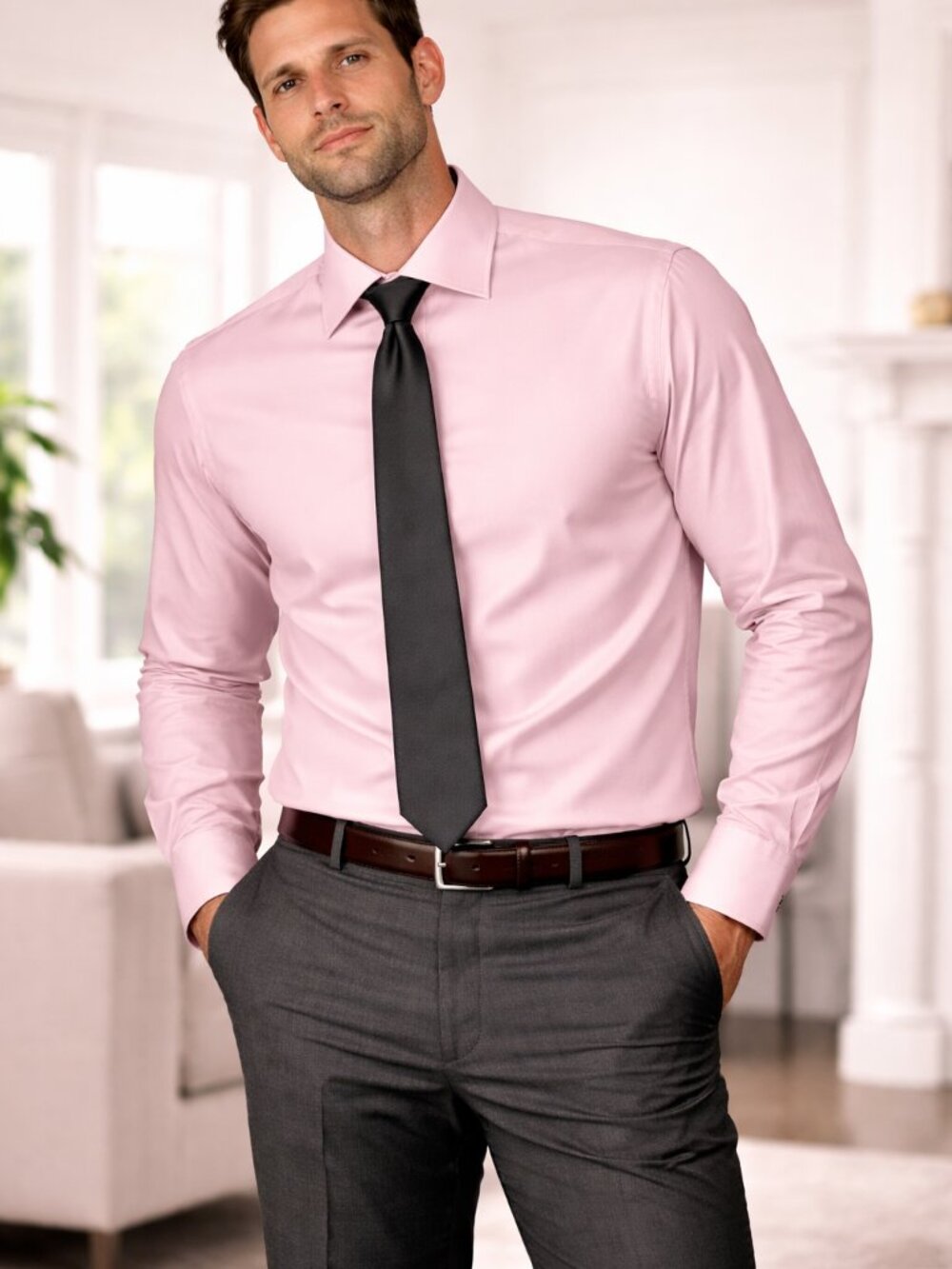 Express 1MX Men’s Pink Fitted Stretch Dress Shirt - Size XL 17-17.5 - NWT